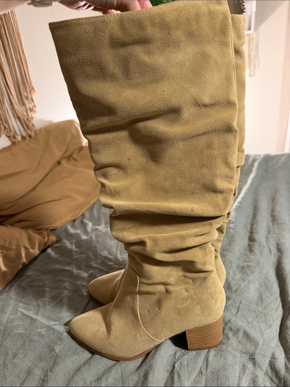 Amazon Essentials Slouchy Over-the-Knee Boots in Tan
